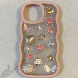 Decorative Pink and Silver Phone Case iPhone 15 pro max